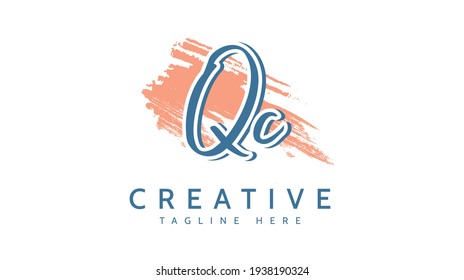 QC Initials, handwriting logo vector