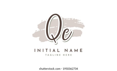 QC Initials, handwriting logo vector