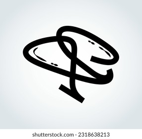 qc Brief Logo Design Vorlage. fett anmutender Stil mit schwarzer Farbe. einzeln auf quadratischem Hintergrund mit grauem Farbverlauf.
