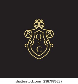 QC line vintage initial logo in high quality professional design that will print well across any print media