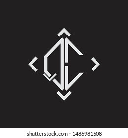 QC Logo Abstrac letter Monogram with Arrow in every side isolated on black background