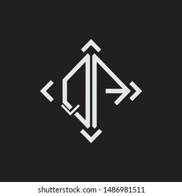 QC Logo Abstrac letter Monogram with Arrow in every side isolated on black background