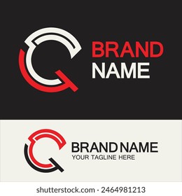 QC Logo or CQ Logo. Creative letter QC or CQ monogram logo template.