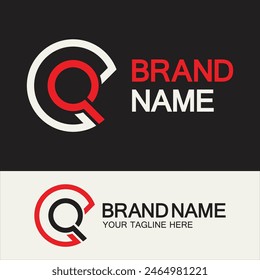 QC Logo or CQ Logo. Creative letter QC or CQ monogram logo template.