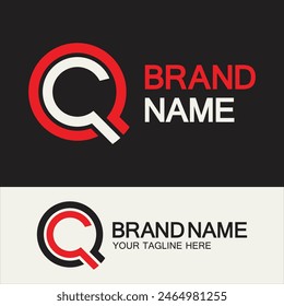 QC Logo or CQ Logo. Creative letter QC or CQ monogram logo template.