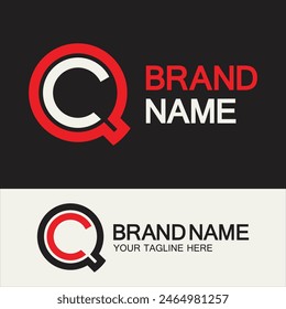 QC Logo or CQ Logo. Creative letter QC or CQ monogram logo template.