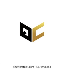 QC Logo Letter Initial With Black and Gold Colors