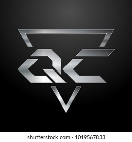 QC Logo, Metal Logo, Silver Logo, Monogram, Polygon