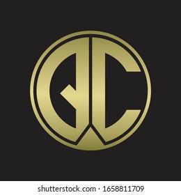 QC Logo-Monogrammkreis mit Farbband-Stück-Stil auf Golden
