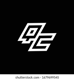 QC logo monogram with up to down style negative space design template isolated on black background