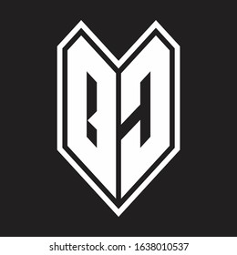 QC Logo monogram with emblem line style isolated on black background