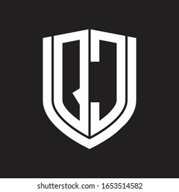 QC Logo monogram with emblem shield design isolated on black background