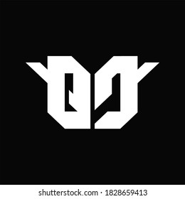 QC Logo monogram with single wings design template on black background