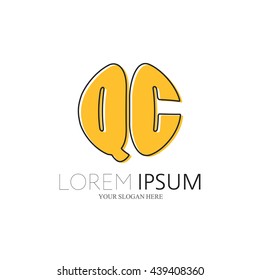 QC Logo. Vector Graphic Sphere Branding Letter Element. White Background