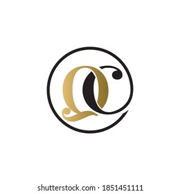 diseño de logotipo de lujo qc símbolo de icono vectorial círculo