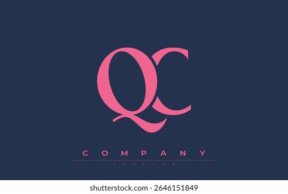 QC Modern Initials Logo-Design. Branding-Logo mit stilisierten Initialen, die kühnes Design und moderne Ästhetik zeigen. Ideal für professionelles Business Branding oder kreative Projekte mit Schwerpunkt auf minimalistischen
