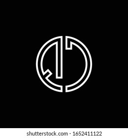 QC monogram logo circle ribbon style outline design template
