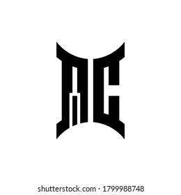 QC monogram logo with curved side design template