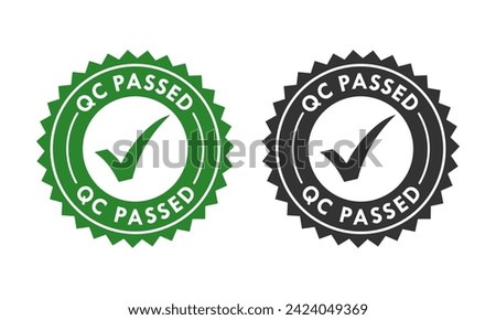 Qc passed design logo template illustration