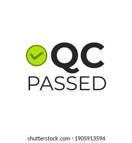 QC Passed Icon Label Design Vector, Quality Check Icon, Quality Analysis Icon