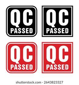QC passed label. qc passed stamp. qc passed sticker design isolated vector template