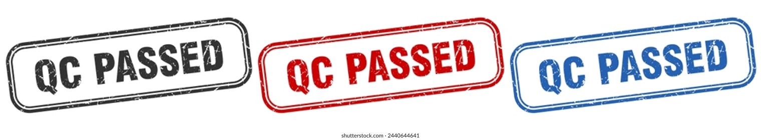 qc passed square isolated sign set. qc passed stamp