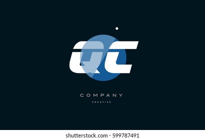 qc q c  blue circle dot big font alphabet company letter logo white design vector icon template 