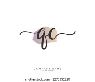QC Q C Initial handwriting logo vector