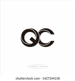 qc q c Initial Letter Split Lowercase Modern Monogram linked outline rounded logo