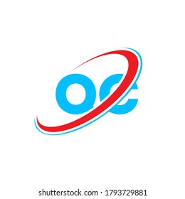 QC Q C letter logo design. Initial letter QC linked circle uppercase monogram logo red and blue. QC logo, Q C design. qc, q c	