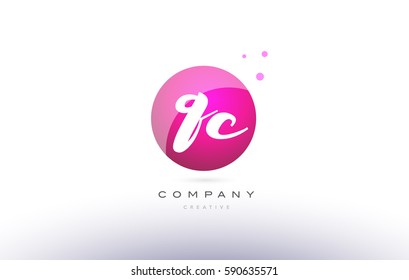 qc q c  sphere pink 3d alphabet company letter combination logo hand writting written design vector icon template 