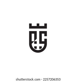 QC shield concept retro logo in high quality professional design that will print well across any print media