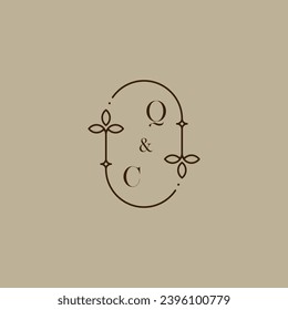 Logotipo inicial de la boda QC en un diseño profesional de alta calidad que se imprimirá en cualquier medio impreso
