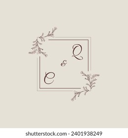 QC wedding line square monogram with high quality professional design that will print well