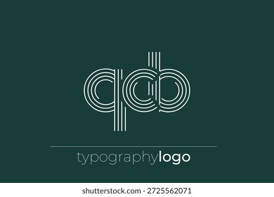 Logotipo moderno da tipografia geométrica QCB. Composição moderna e elegante com uma ilustração de logotipo de tipografia monocromática projetada com linhas intrincadas.
