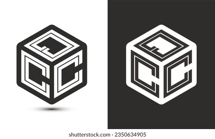QCC letter logo design with illustrator cube logo, vector logo modern alphabet font overlap style. Premium Business logo icon. White color on black background