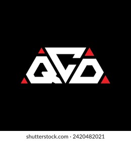 QCD triangle letter logo design with triangle shape. QCD triangle logo design monogram. QCD triangle vector logo template with red color. QCD triangular logo Simple, Elegant, and Luxurious design.
