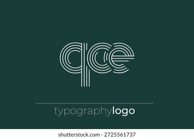 Logotipo de tipografia geométrica moderna QCE. Composição moderna e elegante com uma ilustração de logotipo de tipografia monocromática projetada com linhas intrincadas.