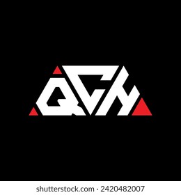 QCH triangle letter logo design with triangle shape. QCH triangle logo design monogram. QCH triangle vector logo template with red color. QCH triangular logo Simple, Elegant, and Luxurious design.