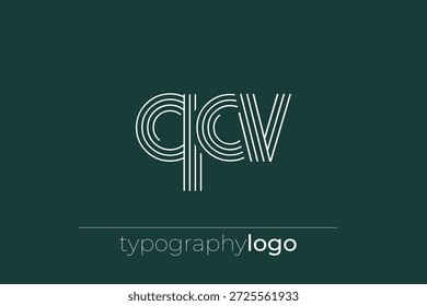QCV modern geometric typography logo. Modern and stylish composition featuring a monochromatic typography logo illustration designed with intricate lines.