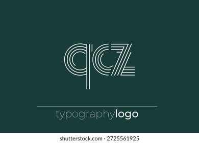 QCZ logotipo da tipografia geométrica moderna. Composição moderna e elegante com uma ilustração de logotipo de tipografia monocromática projetada com linhas intrincadas.