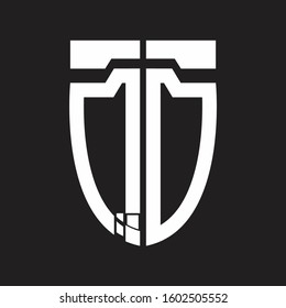 QD Abstract logo monogram with emblem style isolated on black background