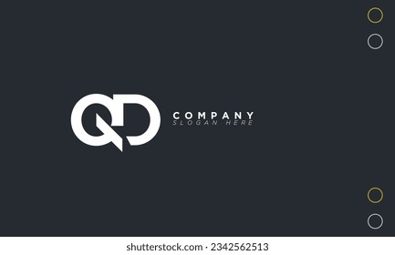 Letras alfabéticas QD Logo de inicio Monograma DQ, Q y D