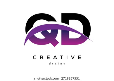 QD kreative und moderne Buchstaben Logo Design mit kreativen lila Welle abstrakte Latter Logo Konzept.