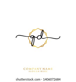 QD Initial handwriting logo template