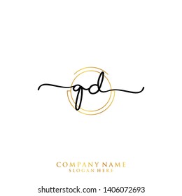 QD Initial handwriting logo template