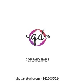 QD Initial handwriting logo vector