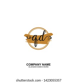 QD Initial handwriting logo vector