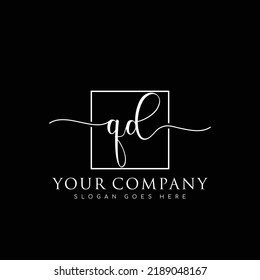 QD Initial handwriting minimalist logo vector