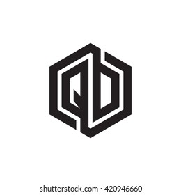 QD initial letters looping linked hexagon monogram logo